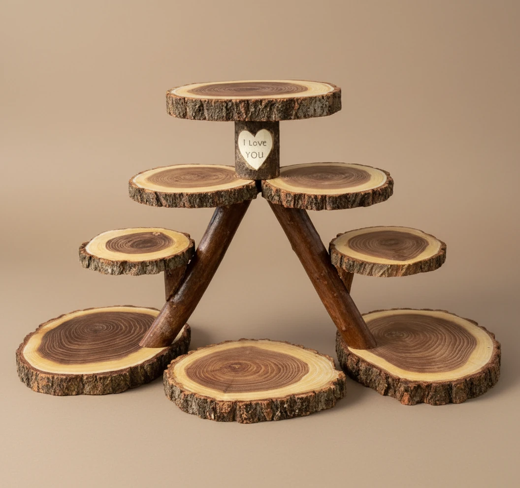 استند چندسطحه چوبی دست‌ساز مدل رنگین‌چوب