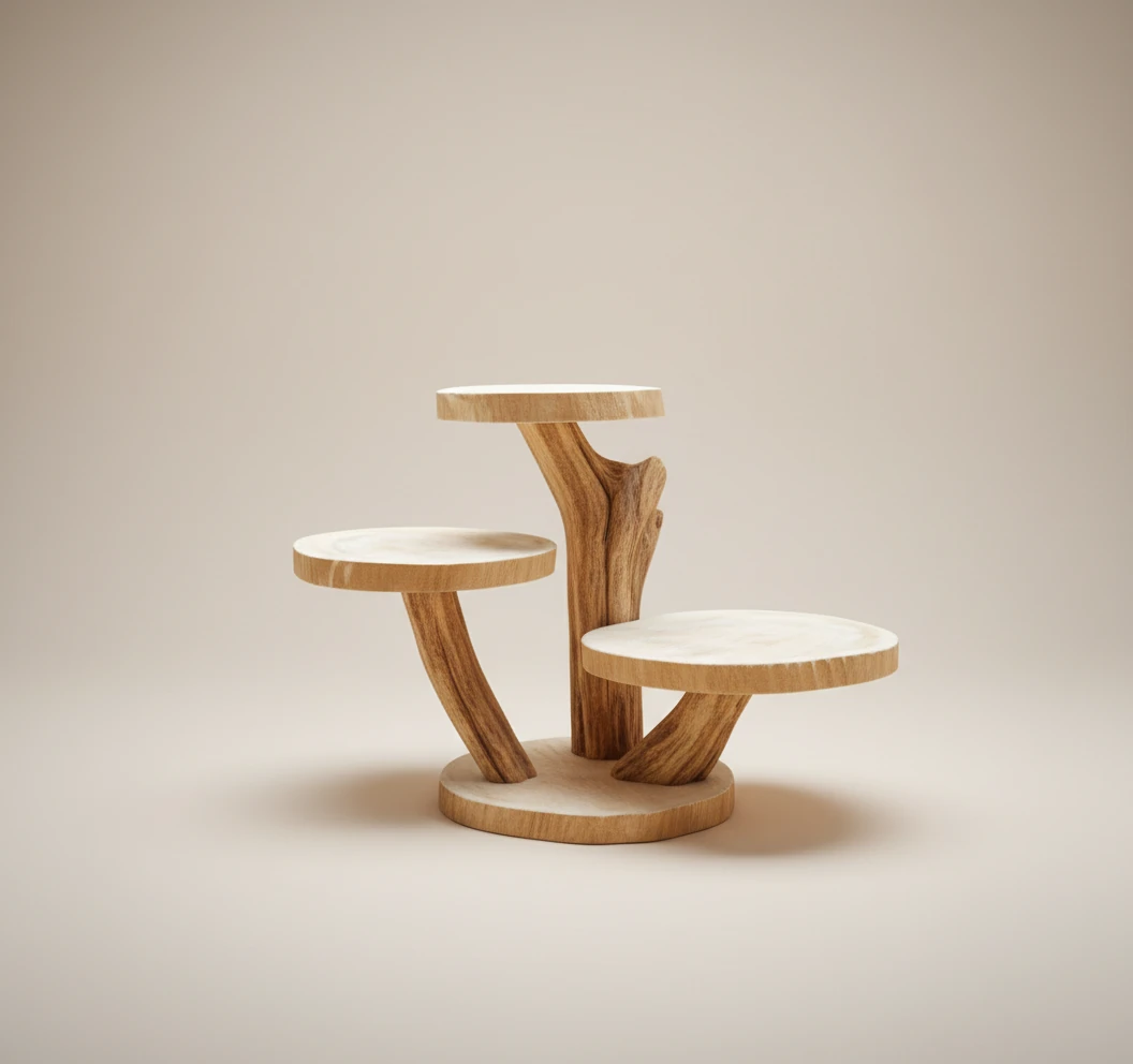 استند چندطبقه چوبی دست‌ساز مدل شاخه درخت