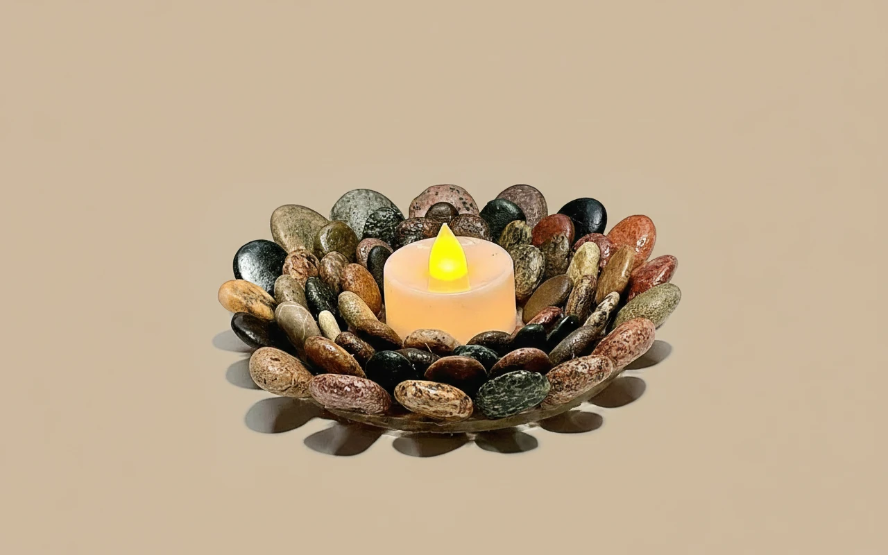 شمعدان سنگی دست‌ساز مدل حلقه رودخانه