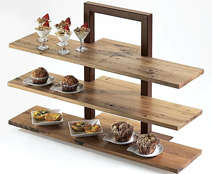 استند سرو سه‌طبقه چوبی دست‌ساز مدل مینیمال