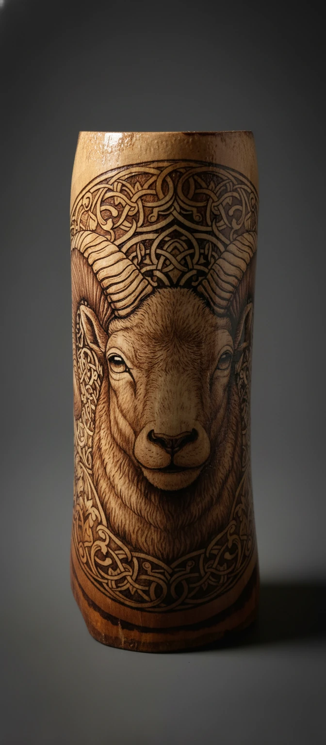 پیکره چوبی دست‌ساز «سلطان طبیعت» (قوچ اسطوره‌ای) | Renashian